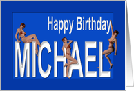 Michael’s Birthday Pin-Up Girls, Blue card