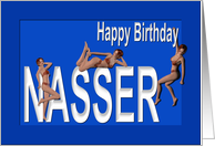 Nasser’s Birthday Pin-Up Girls, Blue card