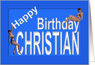 Christian’s Birthday Pin-Up Girls, Blue card
