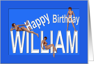 William’s Birthday Pin-Up Girls, Blue card