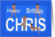 Chris’s Birthday Pin-Up Girls, Blue card