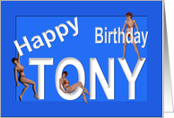 Tony’s Birthday Pin-Up Girls, Blue card