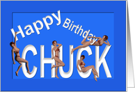 Chuck’s Birthday Pin-Up Girls, Blue card
