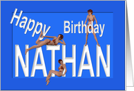 Nathan’s Birthday Pin-Up Girls, Blue card