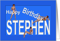 Stephen’s Birthday Pin-Up Girls, Blue, Sexy, Adult, Sensual, Erotic, Naughty card
