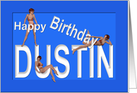 Dustin’s Birthday Pin-Up Girls, Blue, Sexy, Adult, Sensual, Erotic, Naughty card