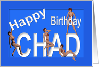 Chad’s Birthday Pin-Up Girls, Blue, Sexy, Adult, Sensual, Erotic, Naughty card