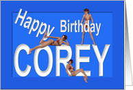 Corey’s Birthday Pin-Up Girls, Blue, Sexy, Adult, Sensual, Erotic, Naughty card