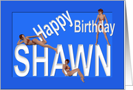 Shawn’s Birthday Pin-Up Girls, Blue, Sexy, Adult, Sensual, Erotic, Naughty card