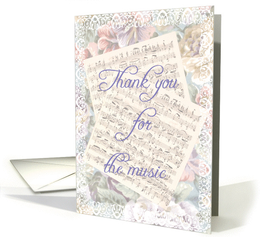 Wedding Music Thank You Sheet Music Lace Floral card (359039)