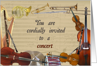 Concert Invitation, Orchestra Instruments card