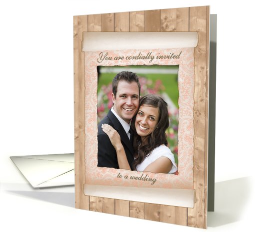 Wedding Invitation, Photo in Flowered Scroll card (838646)