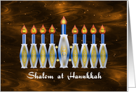 Shalom at Hanukkah with Stylized Menorah card