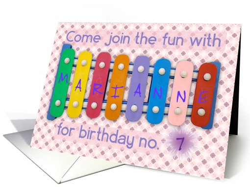 Birthday Girl Invitation with Xylophone, Customizable Name... (896983)