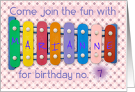 Birthday Girl Invitation with Xylophone, Customizable Name and Age card