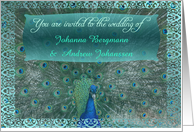 Peacock Theme Wedding Invitation, Customizable Names card