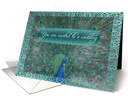 Peacock Theme Wedding Invitation card (907166)