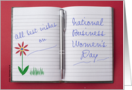Happy National Business Women’s Day, Pen and Notebook card