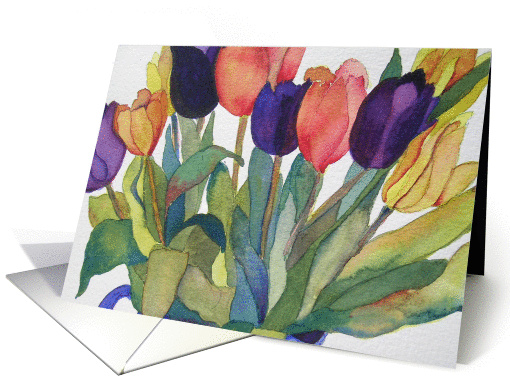 Multi-Colored Easter Tulips card (337564)