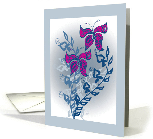 a pair of purple butterflies in blue twigs card (337035)