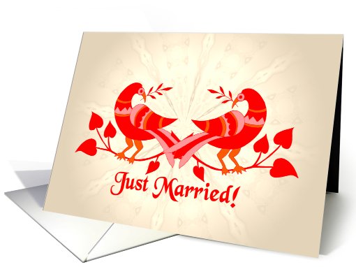 birds in love, just married card (524361)