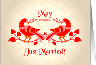 may wedding, birds in love, just married card