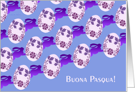 italian easter eggs and bunnies card