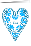 Father’s Day for Dad, blue floral heart card
