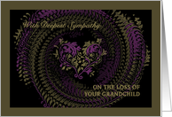 loss of your grandchild, sympathy floral heart card