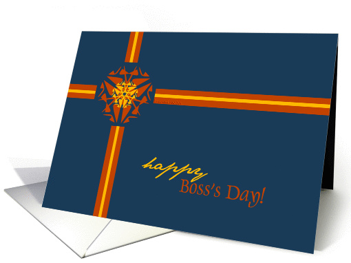 happy boss's day, modern orange, yellow and blue design card (775698)