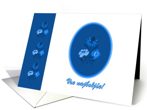 slovenian blue floral birthday wishes, card (801482)