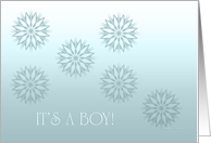 it’s a boy, abstract blue blossoms card