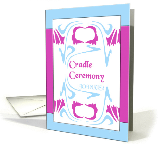art nouveau design, baby cradle ceremony invitation card (879992)