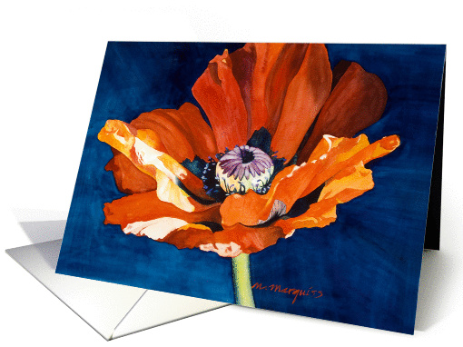 Red Poppy on Blue card (357328)