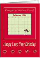 Happy Leap Year Birthday Kangaroo Leaping Cupcake Trim Custom Text card