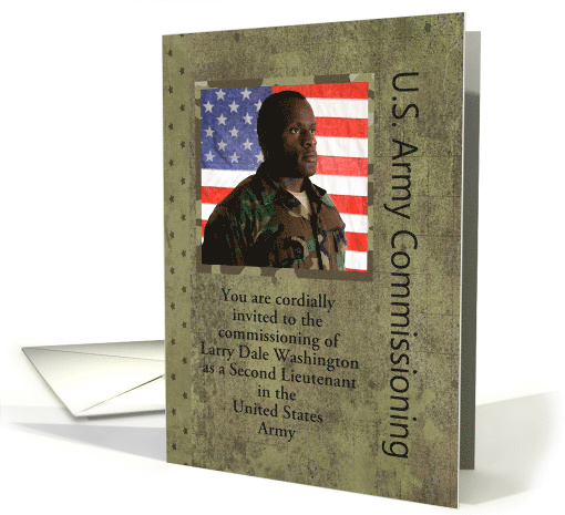 U.S. Army Commissioning Invitation Photo Card with Custom Text card