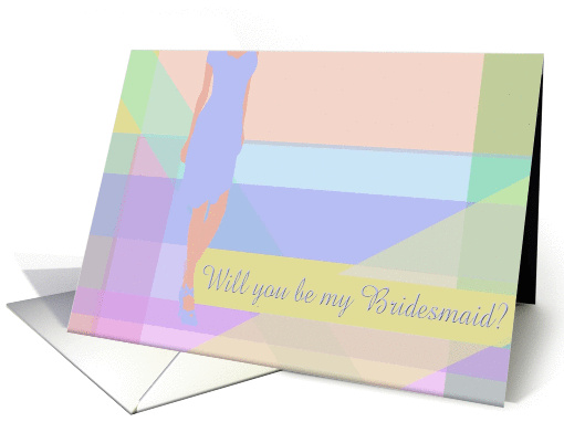 Pastel Purple Abstract and Dress, Bridesmaid card (362636)