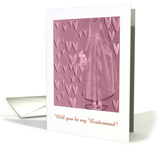 Hearts and Flower Girl with Bouquet, Pink, Custom Text card (363613)
