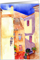 White Village Andalucia Spain from original watercolor by Valerie May Cuan card