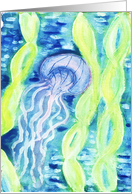 Jellyfish Watercolor Blank Card