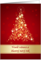 Czech Christmas - Red and gold sparkling Christmas tree card