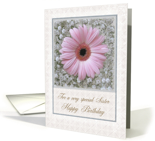 Birthday Sister - pink Gerbera card (451054)