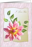 Dahlia flower I love you card