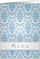 Wedding Menu card, Damask silver-blue card