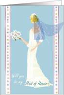 Will you be my Maid of Honour card - in blue. card