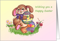 Cute bunny with Easter eggs. card