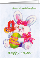 Easter card for little great granddaughter - Cute bunny with Easter egg and butterfly. card