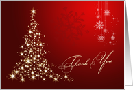 Thank You Christmas gift - sparkling Christmas tree and snowflakes card