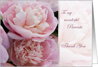 Wedding Thank You Parents Card with pink peonies. card