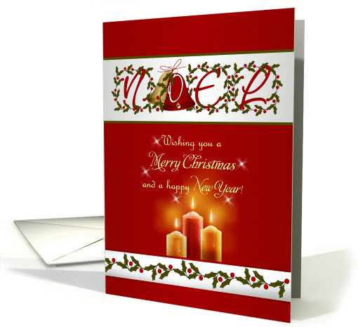 Christmas Noel card with bells, candles and holly card (699170)